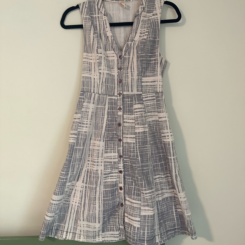 Maeve Gray and White A-Line Sundress